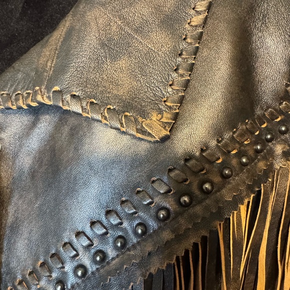 American West by Carolyn Pollack Two Tone Fringe Leather Jacket NWOT - Picture 3 of 9